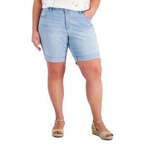 Style & Co Plus Size Cuffed Denim Bermuda Shorts